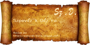 Szpevák Dóra névjegykártya